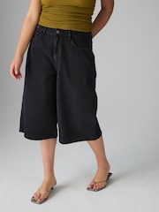 Washed Black Hourglass Longline Jorts Denim Shorts - Image 2 of 8