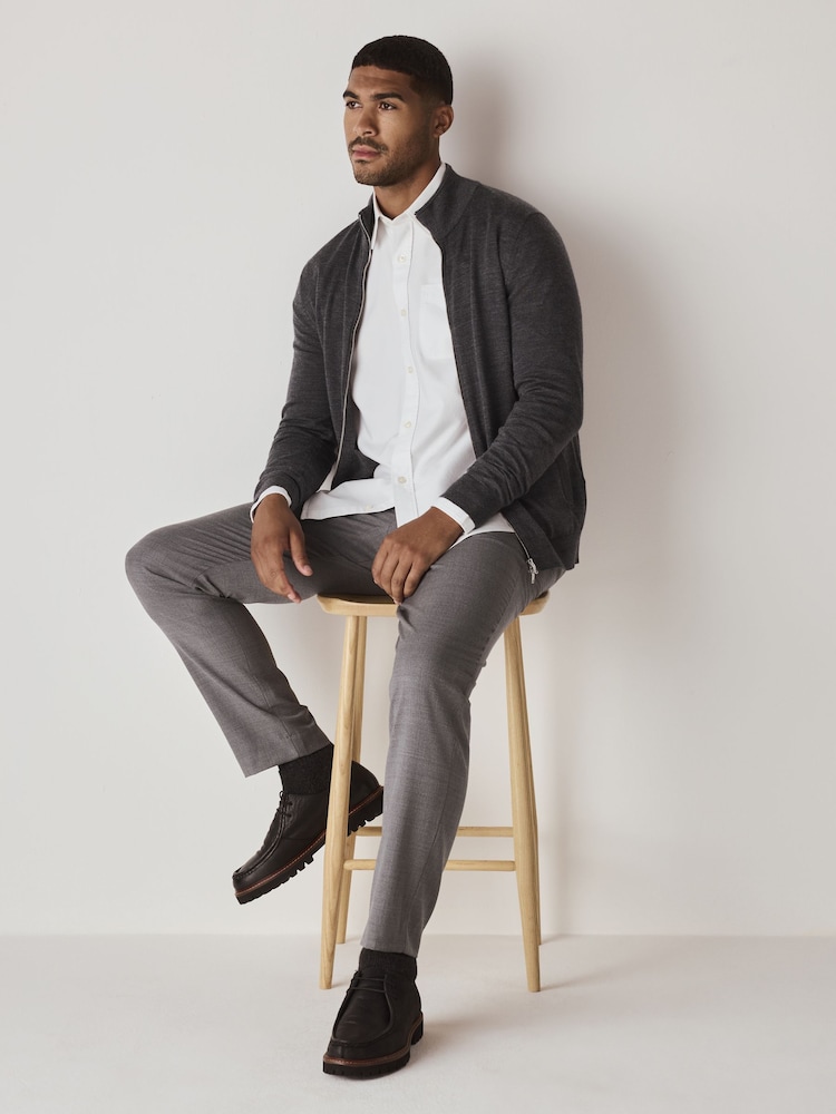 Branco - Ajuste regular - Camisa Oxford de manga comprida - Imagem 2 de 5