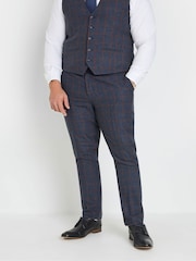 BadRhino Big & Tall Blue Checked Suit Trousers - Image 1 of 4