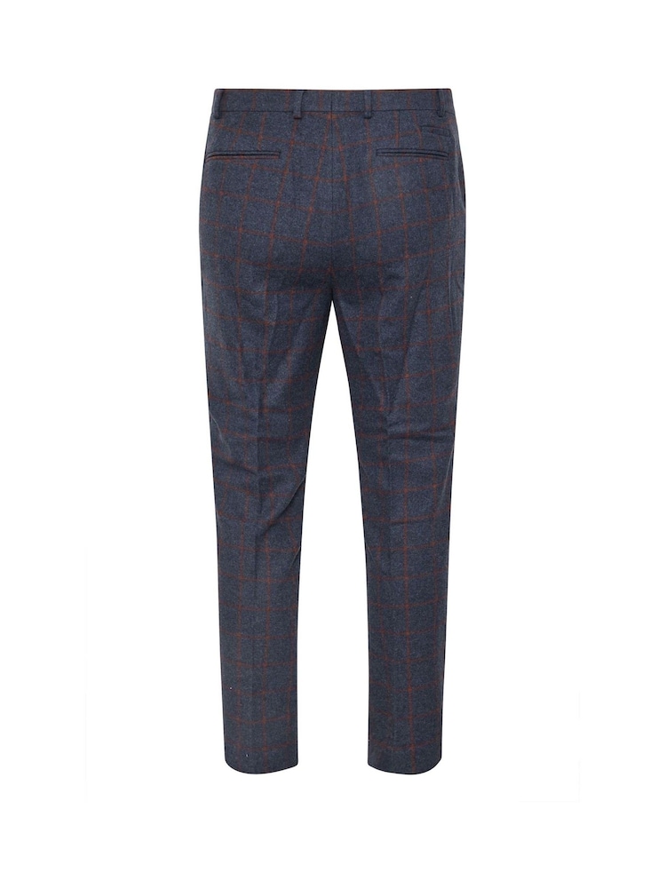 BadRhino Big & Tall Blue Checked Suit Trousers - Image 4 of 4