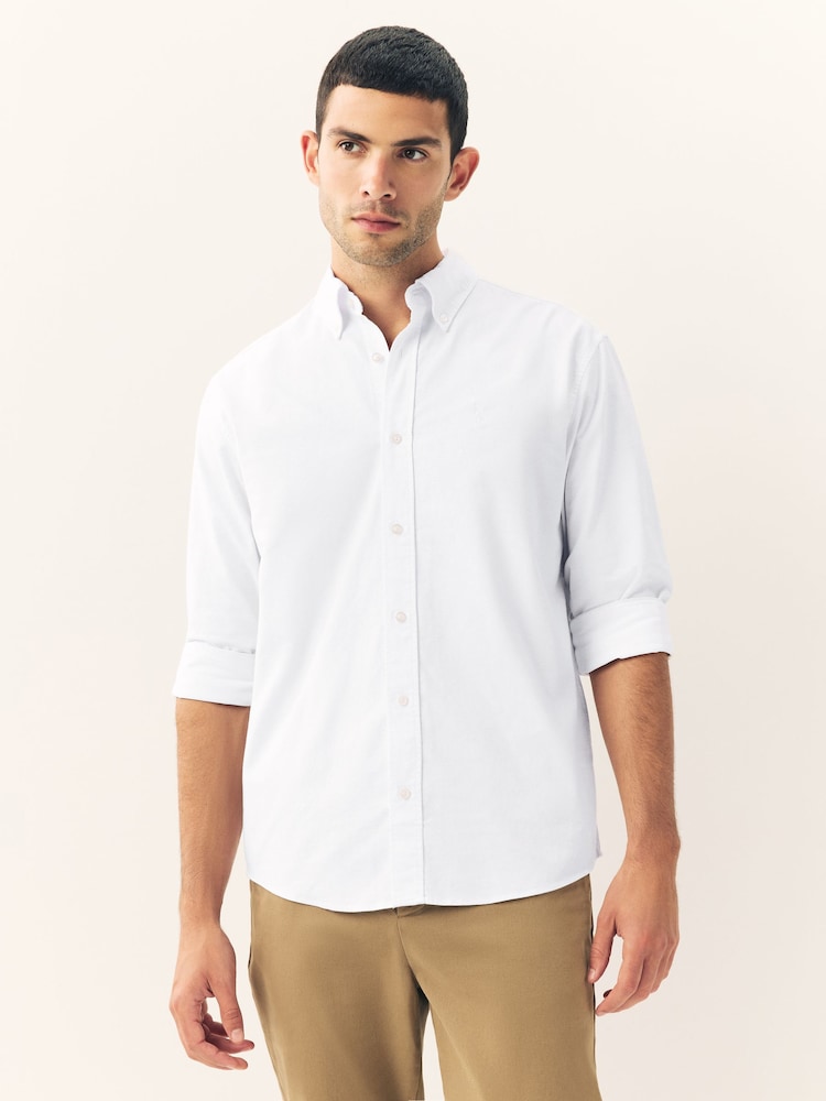 White Regular Fit Long Sleeve Oxford Shirt - Image 1 of 5