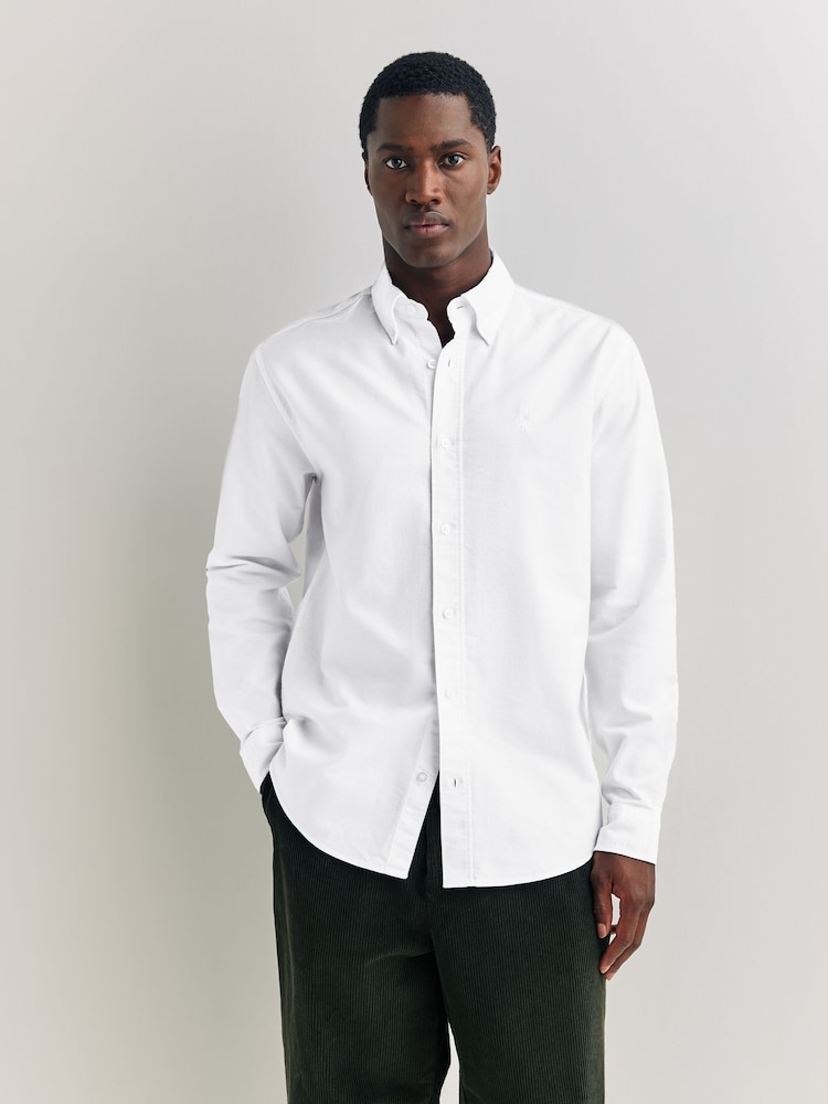 White Regular Fit Long Sleeve Oxford Shirt - Image 1 of 9 White Regular Fit Long Sleeve Oxford Shirt - Image 1 of 9