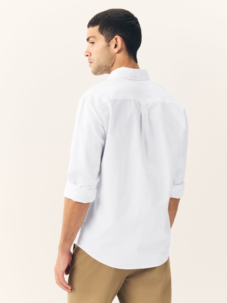 White Regular Fit Long Sleeve Oxford Shirt - Image 2 of 5