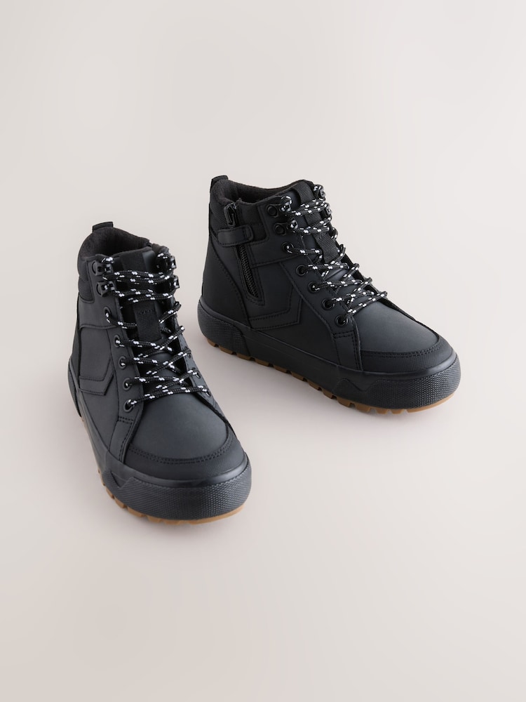 Black Standard Fit (F) Warm Lined High Top Boots - Image 1 of 5