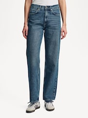 Rag & Bone Blue Relaxed Cotton Shea High Rise Straight Full Length Jeans - Image 2 of 6