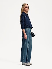 Rag & Bone Blue Relaxed Cotton Shea High Rise Straight Full Length Jeans - Image 3 of 6