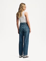 Rag & Bone Blue Relaxed Cotton Shea High Rise Straight Full Length Jeans - Image 4 of 6