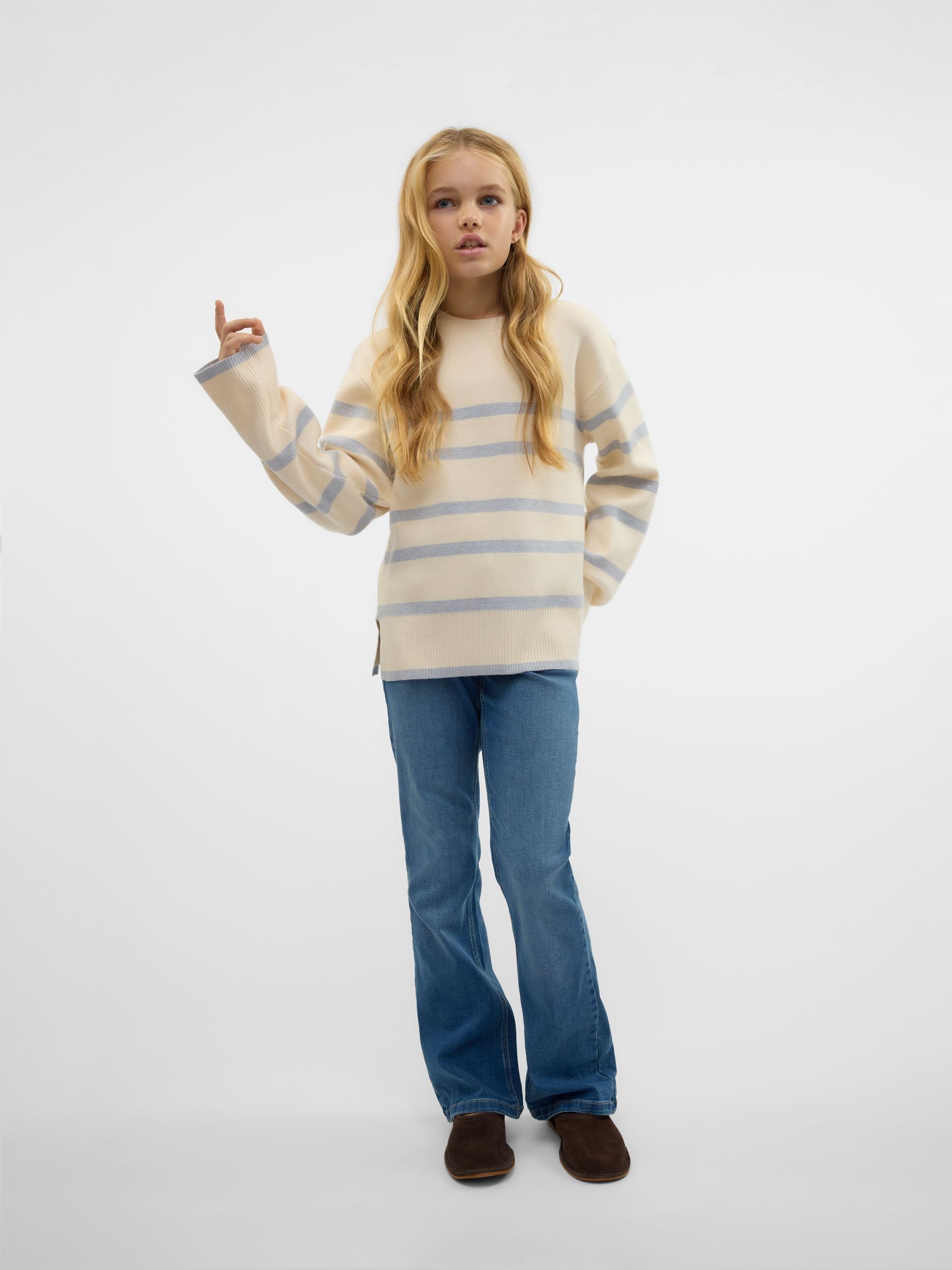 VERO MODA Blue Girls High Waisted Slim Fit Flared Jeans - Image 1 of 4