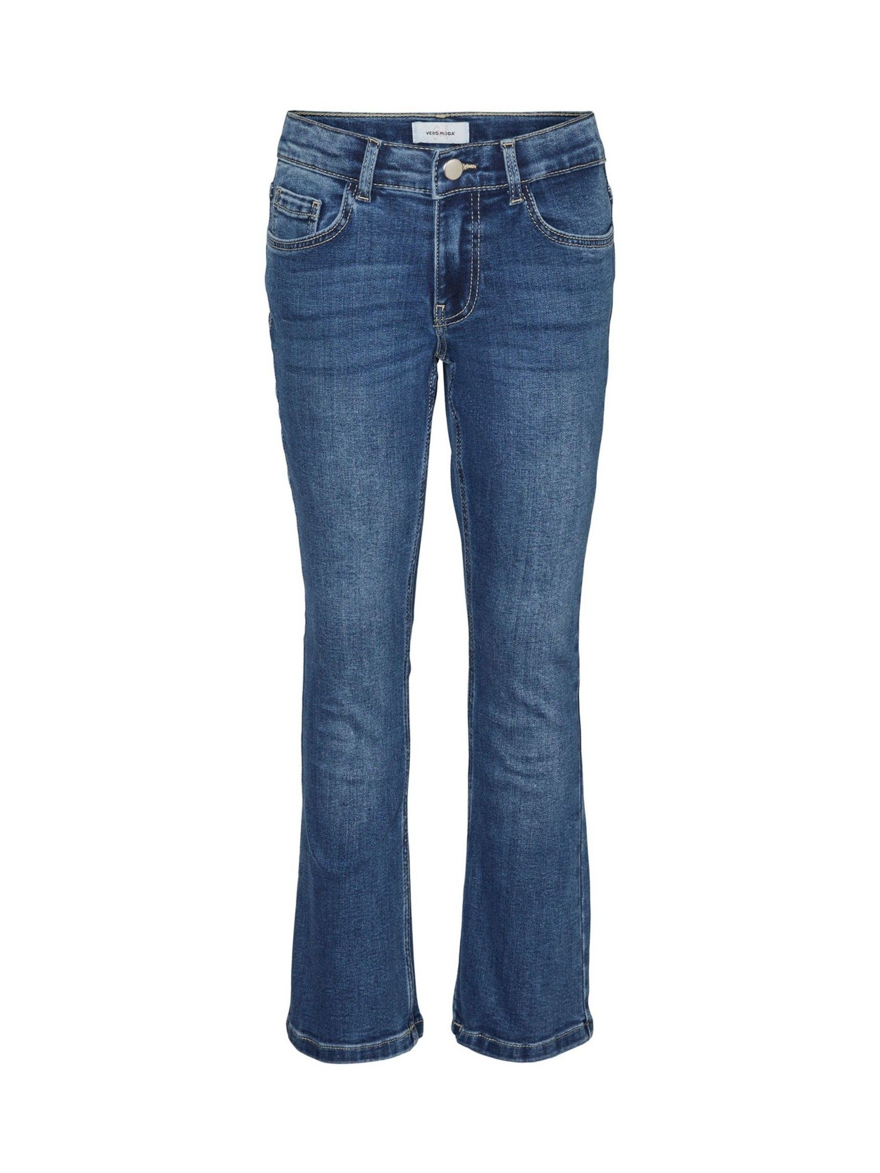 VERO MODA Blue Girls High Waisted Slim Fit Flared Jeans - Image 3 of 4