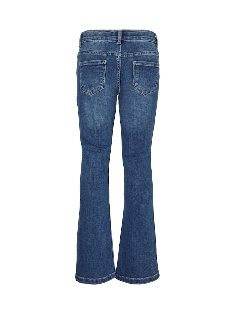 VERO MODA Blue Girls High Waisted Slim Fit Flared Jeans - Image 4 of 4