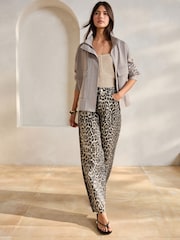 Leopard Print 100% Cotton Barrel Leg Jeans - Image 2 of 9