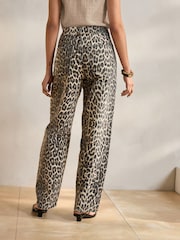 Leopard Print 100% Cotton Barrel Leg Jeans - Image 3 of 9