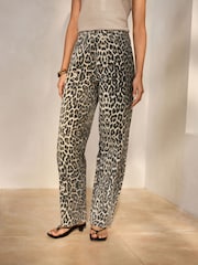 Leopard Print 100% Cotton Barrel Leg Jeans - Image 4 of 9