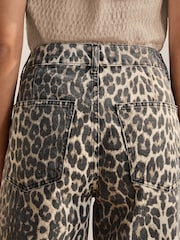 Leopard Print 100% Cotton Barrel Leg Jeans - Image 6 of 9