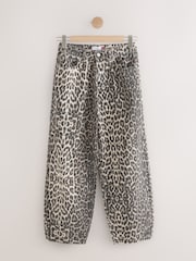Leopard Print 100% Cotton Barrel Leg Jeans - Image 7 of 9