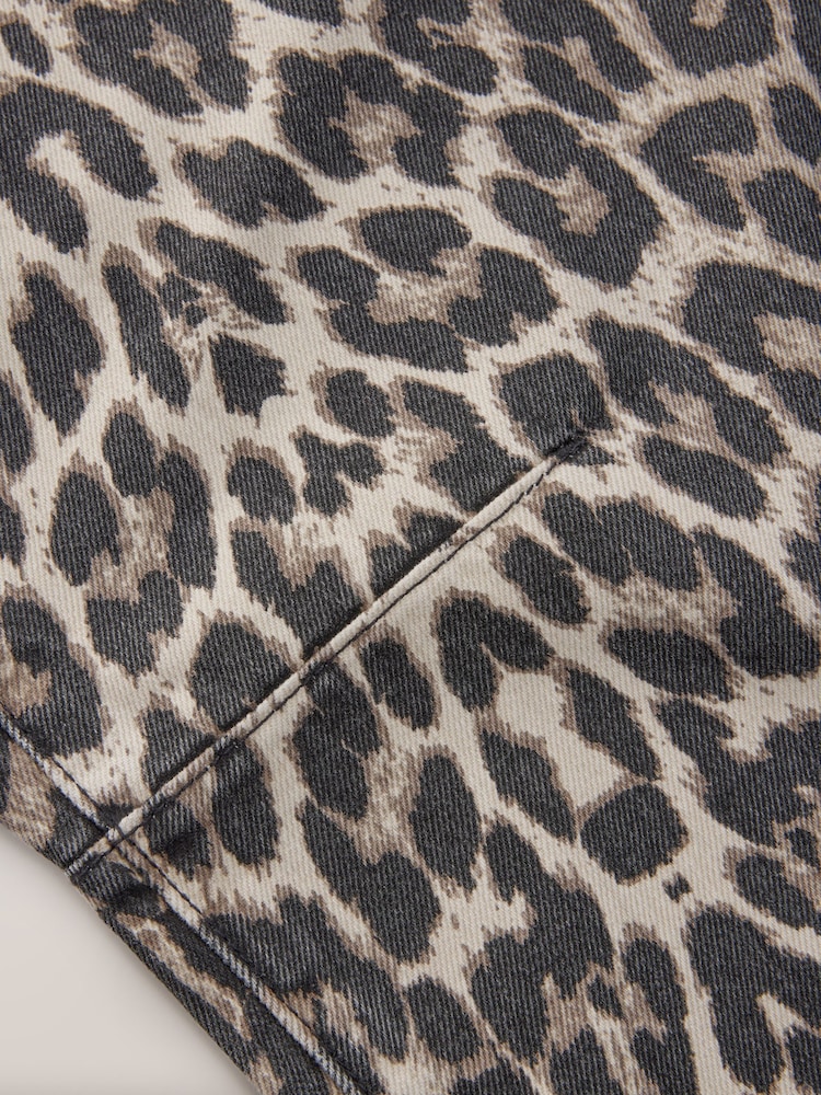 Leopard Print 100% Cotton Barrel Leg Jeans - Image 9 of 9