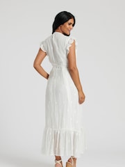 South Beach White Sequin Detail Wrap Midi Dress - Image 2 of 5