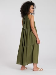 South Beach Tie Front Textured 100% Cotton Midi Dress - Изображение 2 из 4