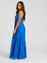 South Beach Blue Sequin Detail Cami V-Neck Maxi Dress - Image 2 of 5