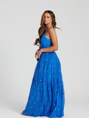 South Beach Blue Sequin Detail Cami V-Neck Maxi Dress - Image 3 of 5