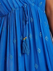South Beach Blue Sequin Detail Cami V-Neck Maxi Dress - Image 5 of 5
