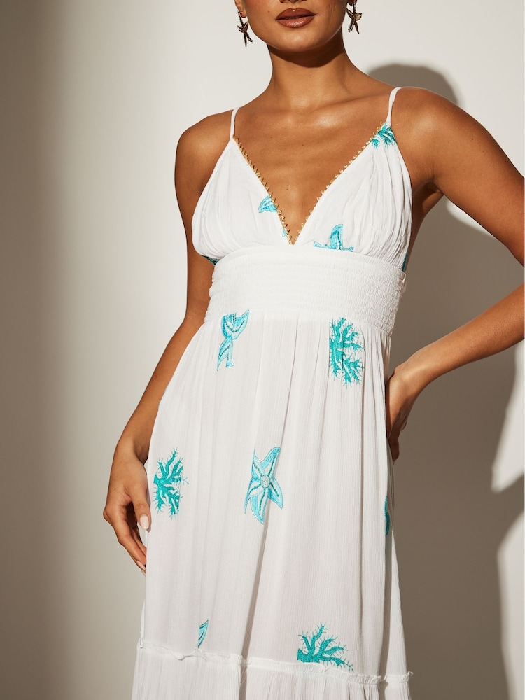 South Beach White Embroidered Cami Maxi Dress - Image 5 of 5 South Beach White Embroidered Cami Maxi Dress - Image 5 of 5