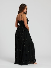 Negro - Vestido largo de tirantes con cuello en V y detalle de lentejuelas de South Beach - Imagen 6 de 6