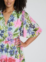 South Beach Multi Printed Short Sleeve Wrap Midi Dress - Image 2 of 4