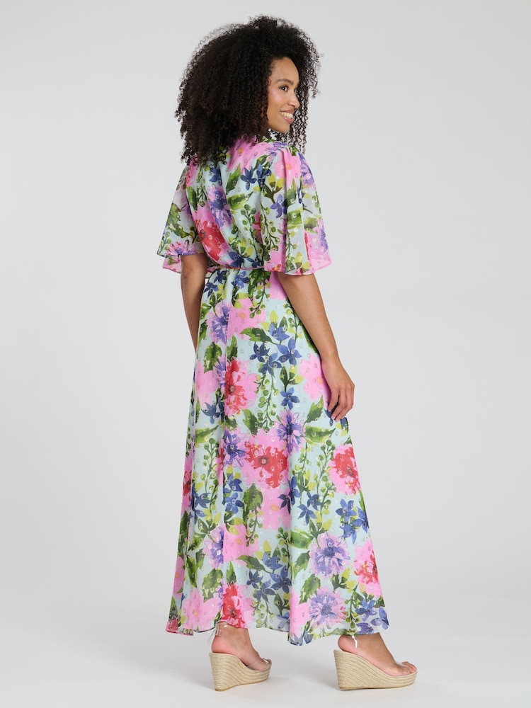 South Beach Multi Printed Short Sleeve Wrap Midi Dress - Image 2 of 4