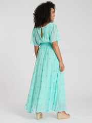 South Beach Green Sequin Detail Button Midi Dress - Image 2 of 4