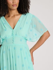 South Beach Green Sequin Detail Button Midi Dress - Image 3 of 4