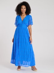 South Beach Blue Sequin Detail Button Midi Dress - Image 2 of 4