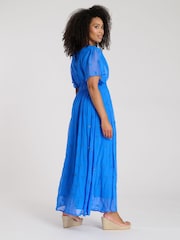 South Beach Blue Sequin Detail Button Midi Dress - Image 4 of 4