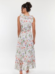 South Beach Black Printed Chiffon Frill Wrap Midi Dress - Image 3 of 5