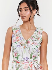 South Beach Black Printed Chiffon Frill Wrap Midi Dress - Image 4 of 5