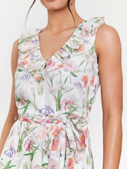 South Beach Black Printed Chiffon Frill Wrap Midi Dress - Image 5 of 5