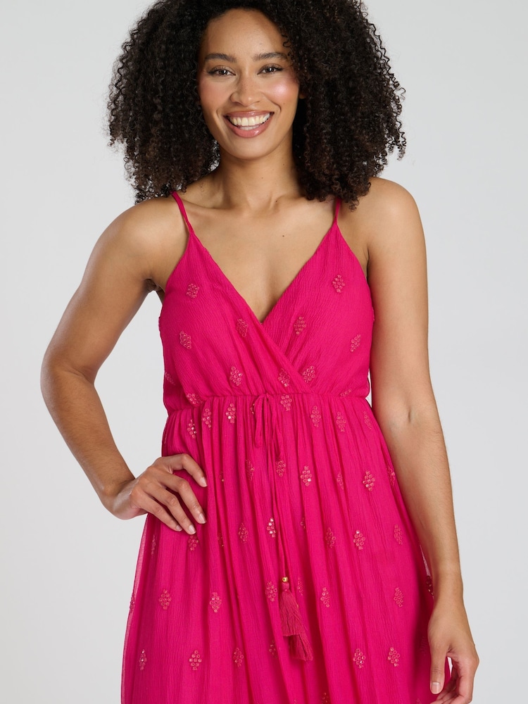 Pink - South Beach Sequin Detail Cami V-Neck Maxi Dress - Bild 3 von 3 Pink - South Beach Sequin Detail Cami V-Neck Maxi Dress - Bild 3 von 3