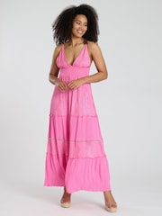 South Beach Pink Sequin Cami Detail Maxi Dress - Image 1 of 4