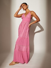 South Beach Pink Sequin Cami Detail Maxi Dress - Image 5 of 5