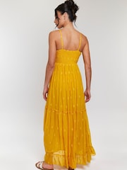South Beach Yellow Sequin Detail Cami V-Neck Maxi Dress - Image 2 of 6