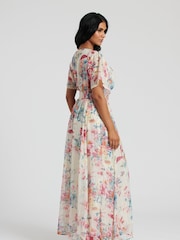 South Beach White Metallic Chiffon Button Detail Midi Dress - Image 5 of 6