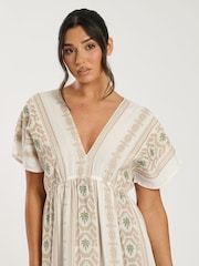 South Beach Cream Jacquard V-Neck Maxi Dress - Image 3 of 6