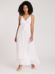 South Beach White Sequin Detail Cami V-Neck Maxi Dress - Image 3 of 5