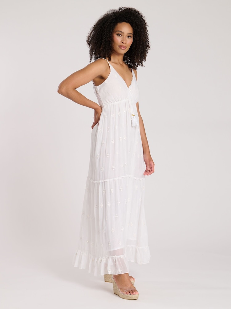South Beach White Sequin Detail Cami V-Neck Maxi Dress - Image 5 of 5