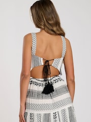 South Beach Maxikleid mit Carré-Ausschnitt und Jacquardmuster aus 100 % Baumwolle - Bild 4 von 6