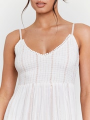 South Beach White Metallic Tie Back Cami Maxi Dress - Image 2 of 5