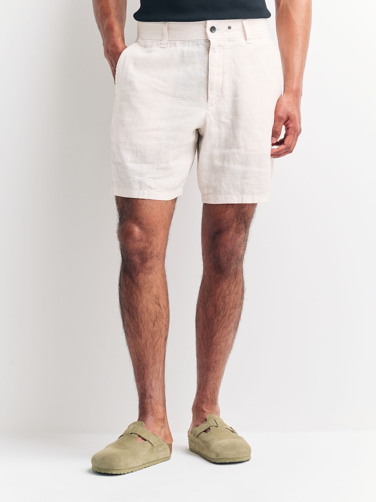 Rag & Bone Cream Haydon 100% Linen Shorts - Image 2 of 5