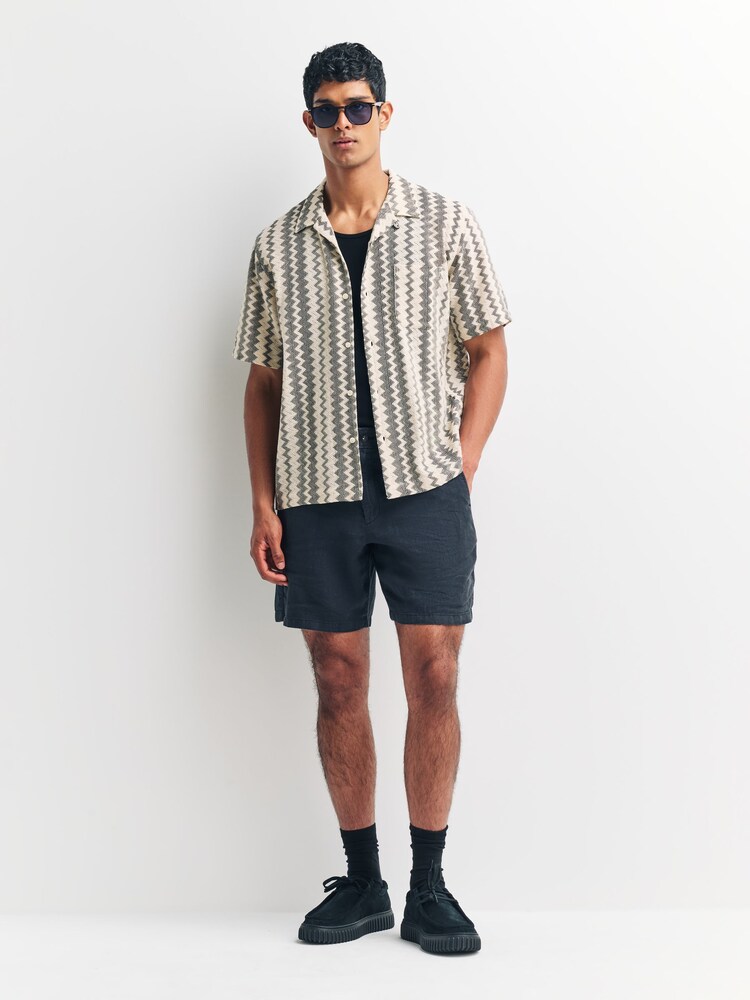 Rag & Bone Black Haydon 100% Linen Shorts - Image 2 of 5