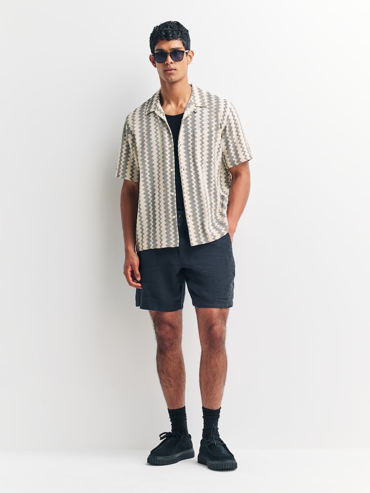 Rag & Bone Black Haydon Linen Shorts - Image 2 of 5 Rag & Bone Black Haydon Linen Shorts - Image 2 of 5