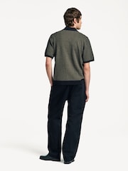 Rag & Bone Black Zuma Jacquard Short Sleeve Zip Through Shirt - Image 3 of 5